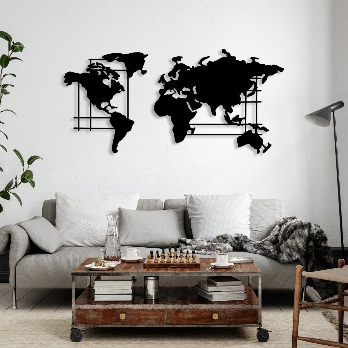World Map Metal Wall Art - BrossHome Metal Wall Art