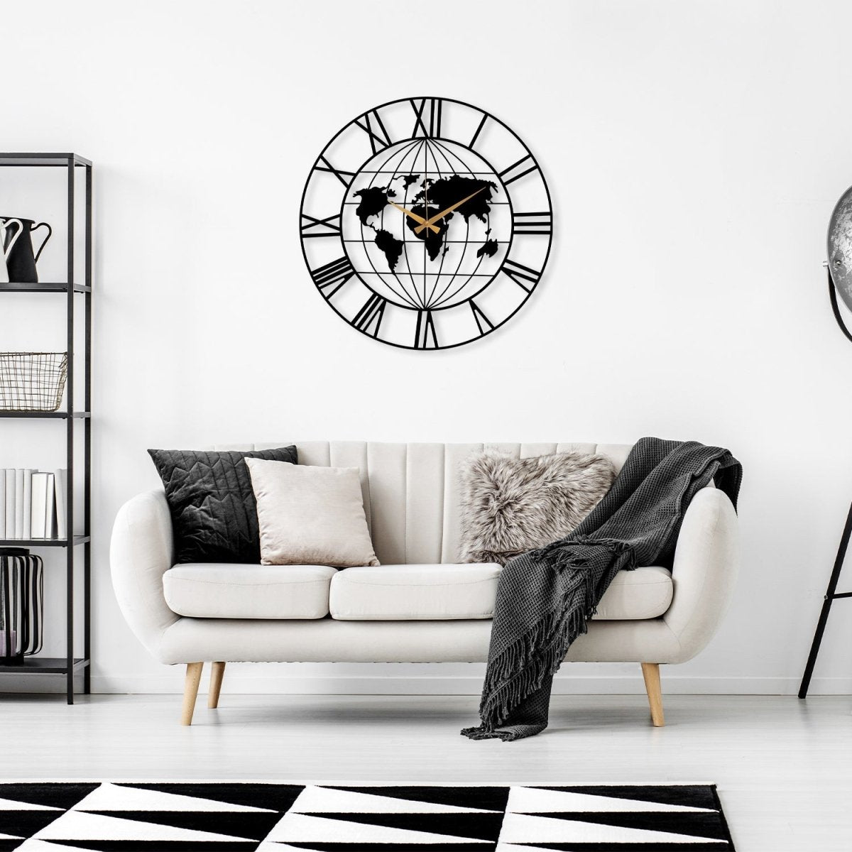 World Map Metal Wall Clock - BrossHome Metal Wall Art