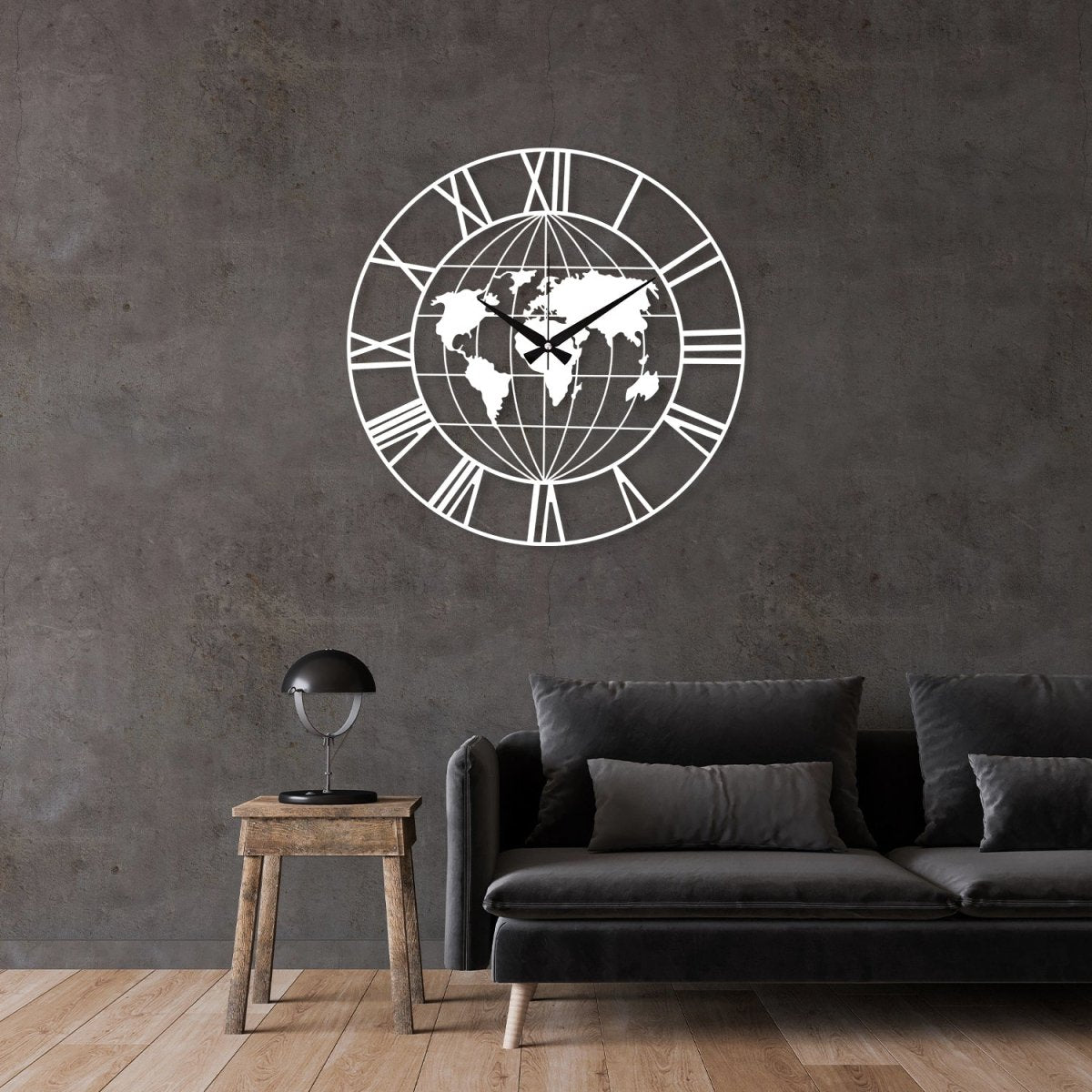 World Map Metal Wall Clock - BrossHome Metal Wall Art