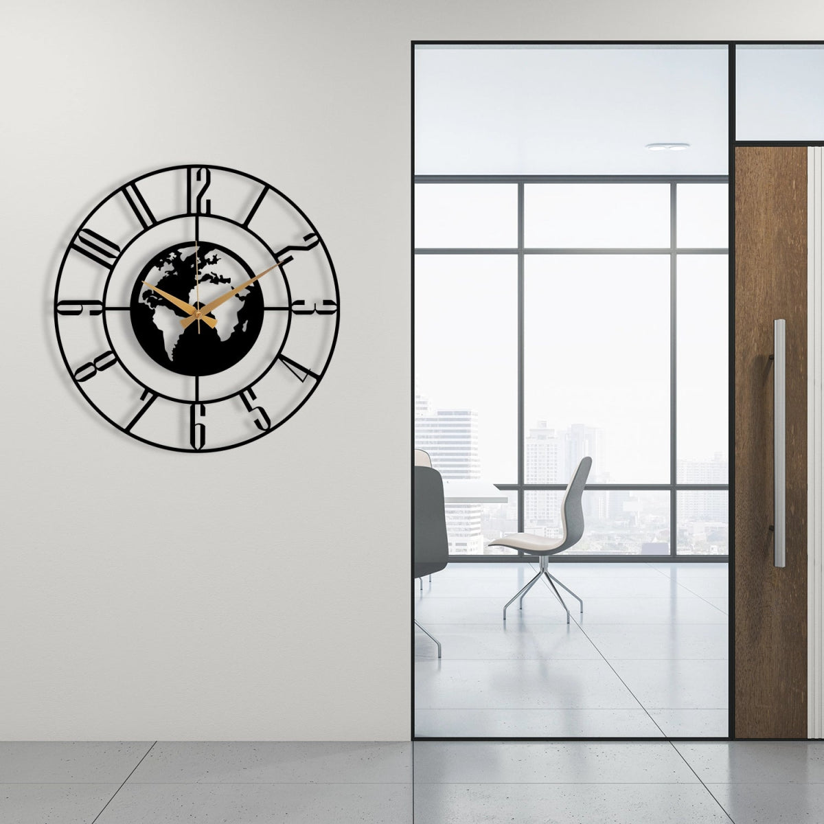 WORLD THEMED METAL WALL CLOCK - BrossHome Metal Wall Art