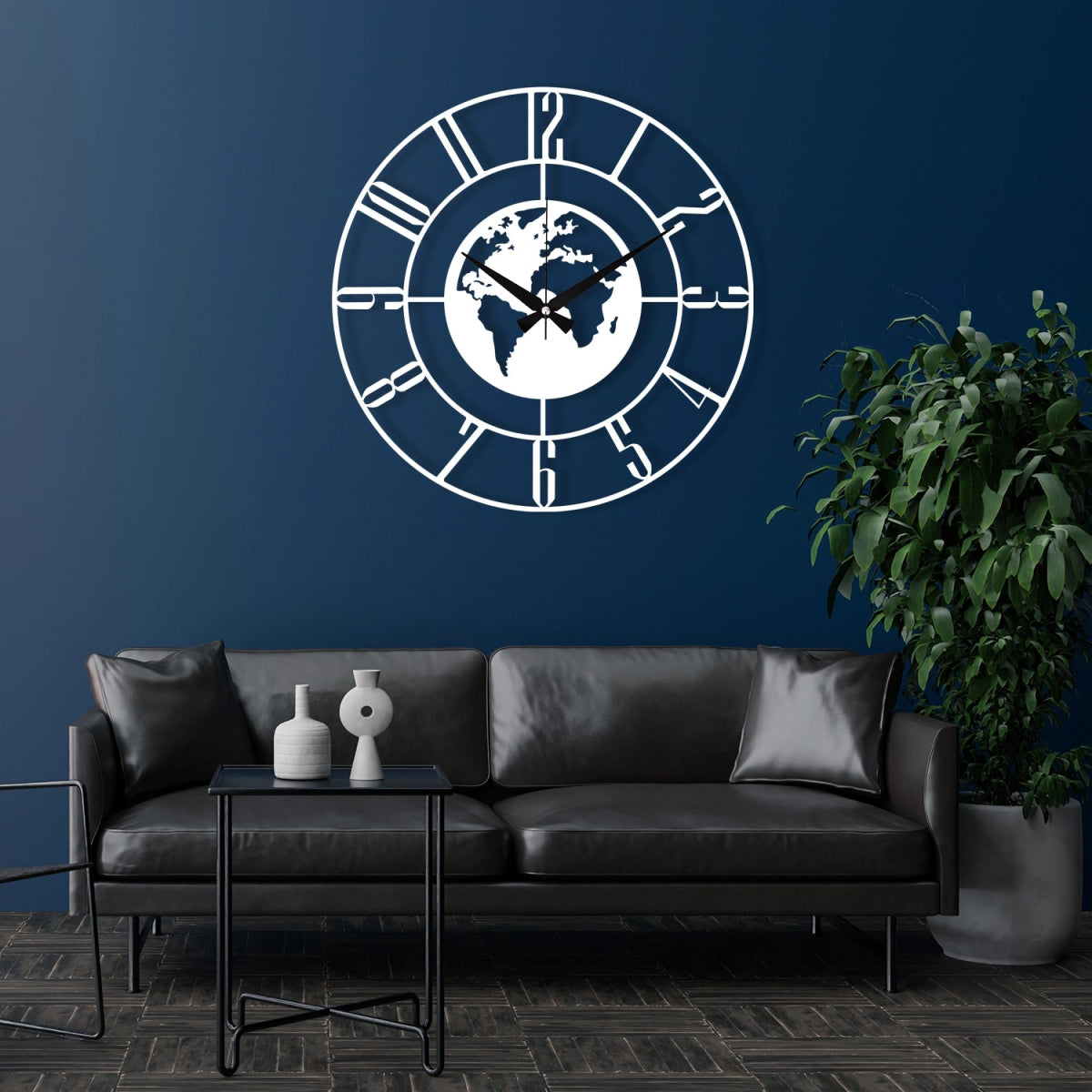 WORLD THEMED METAL WALL CLOCK - BrossHome Metal Wall Art