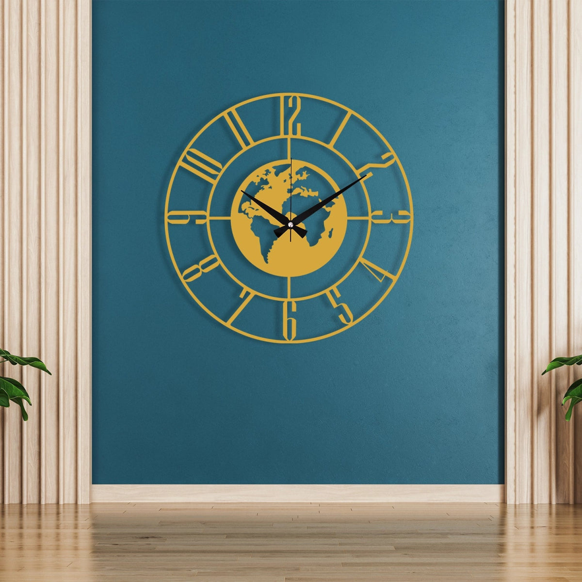 WORLD THEMED METAL WALL CLOCK - BrossHome Metal Wall Art