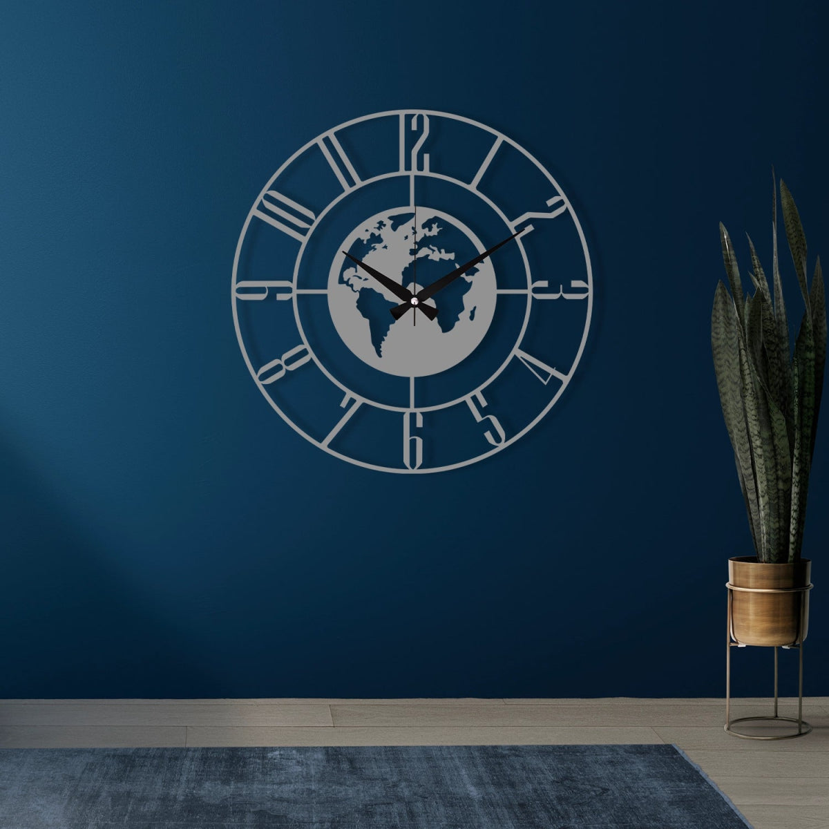 WORLD THEMED METAL WALL CLOCK - BrossHome Metal Wall Art