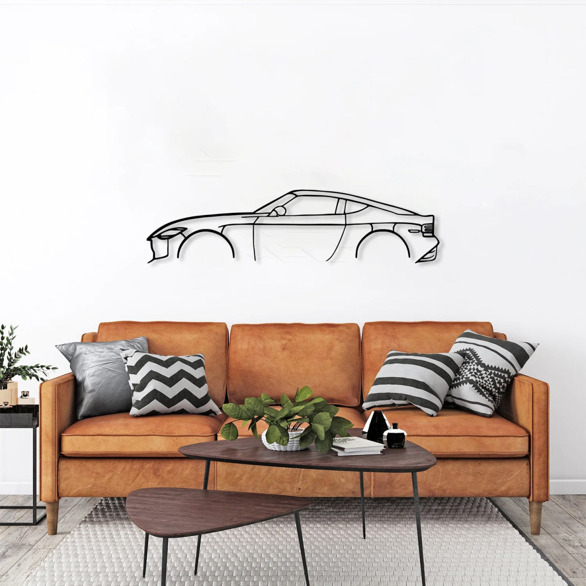 Z Sports Car Silhouette Metal Wall Art - BrossHome Metal Wall Art
