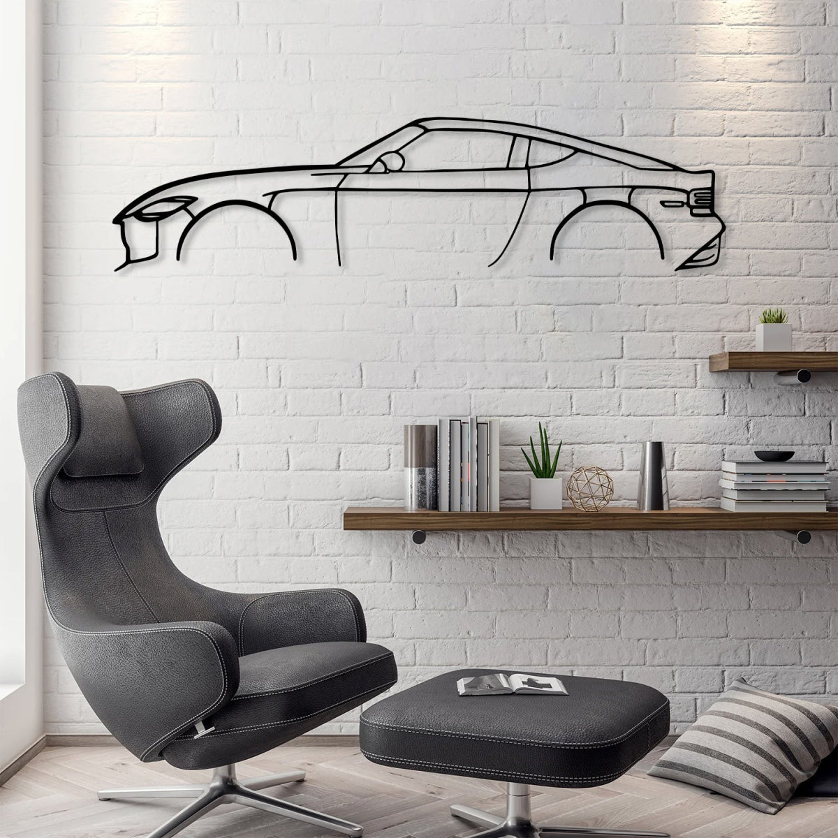 Z Sports Car Silhouette Metal Wall Art - BrossHome Metal Wall Art