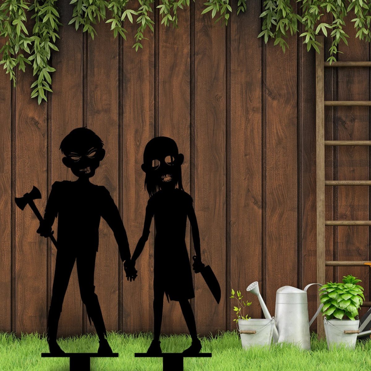 Zombie Kids Metal Garden Sign - BrossHome Metal Wall Art