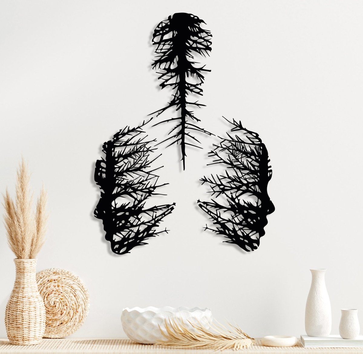 Abstract Metal Wall Decor, Faces And Trees - BrossHome Metal Wall Art