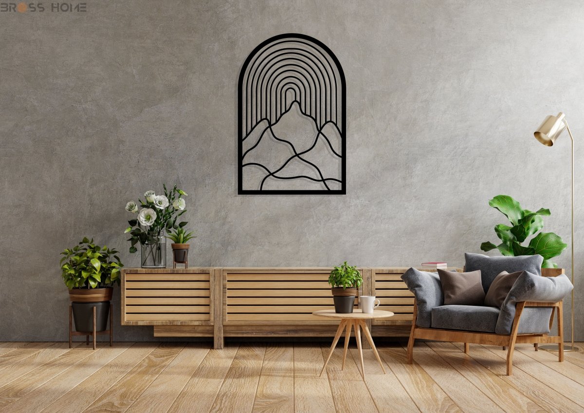 Abstract Mountain Scene Metal Wall Art - BrossHome Metal Wall Art