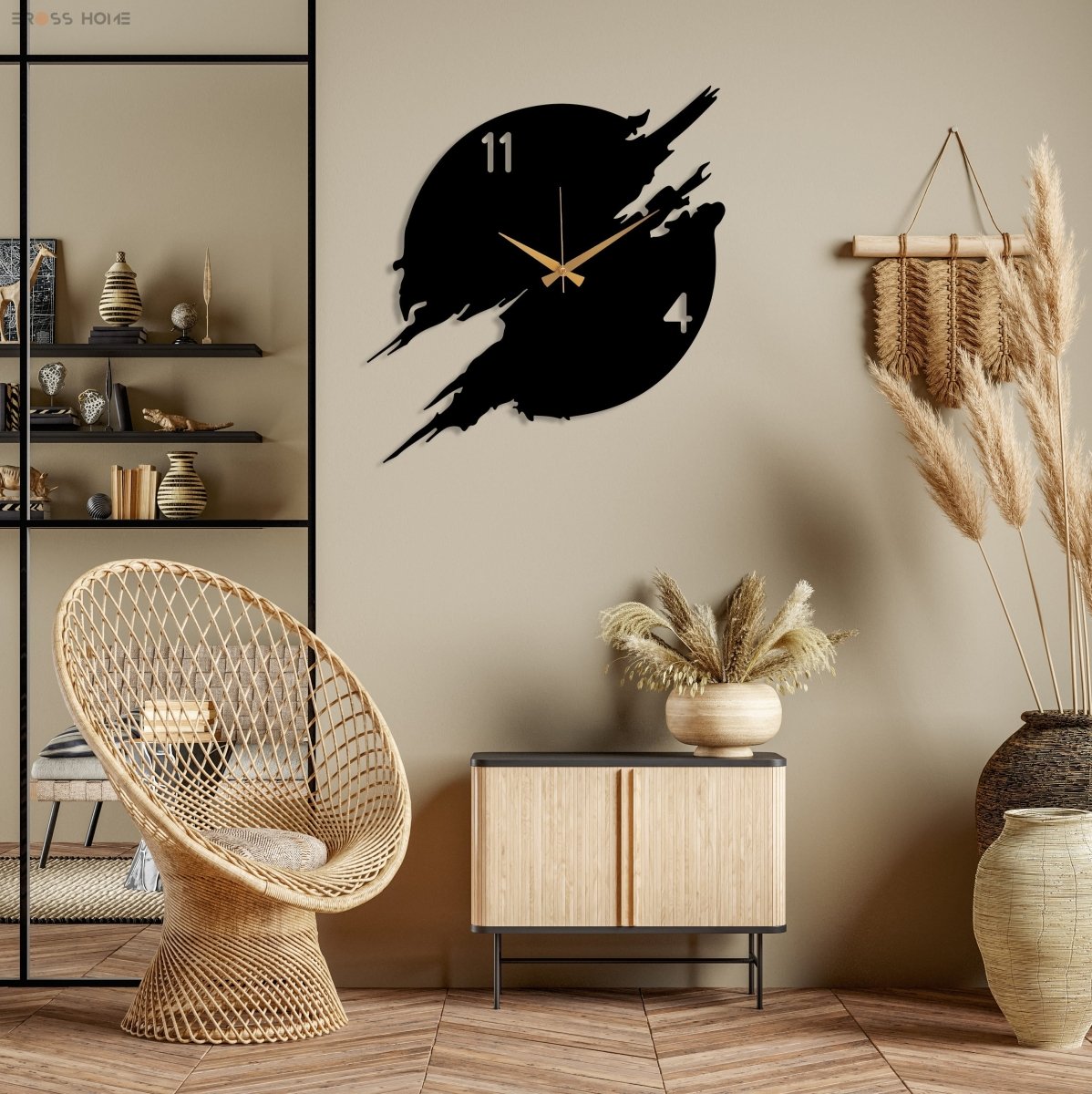 Abstract Wall Clock Design - BrossHome Metal Wall Art