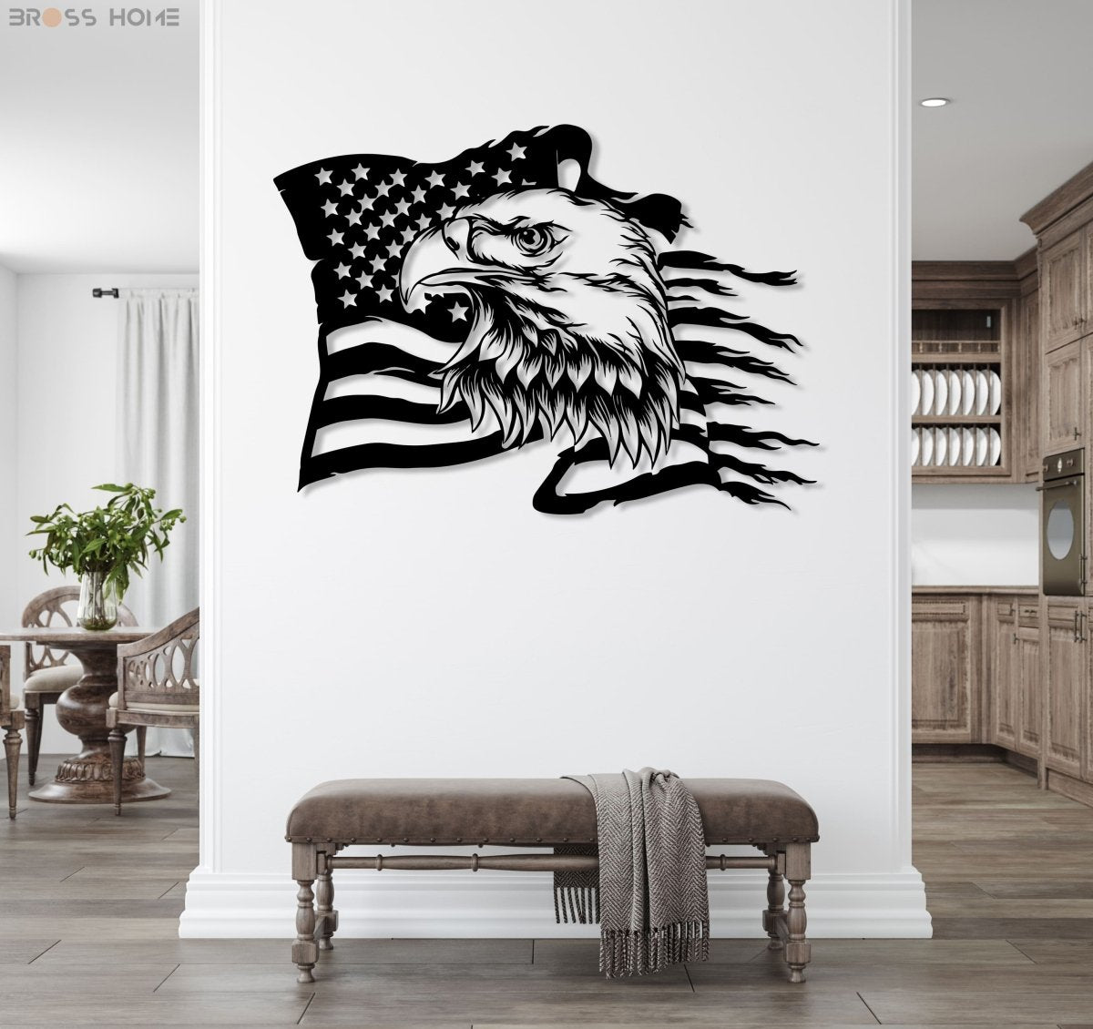 American Eagle Flag Metal Wall Art - BrossHome Metal Wall Art