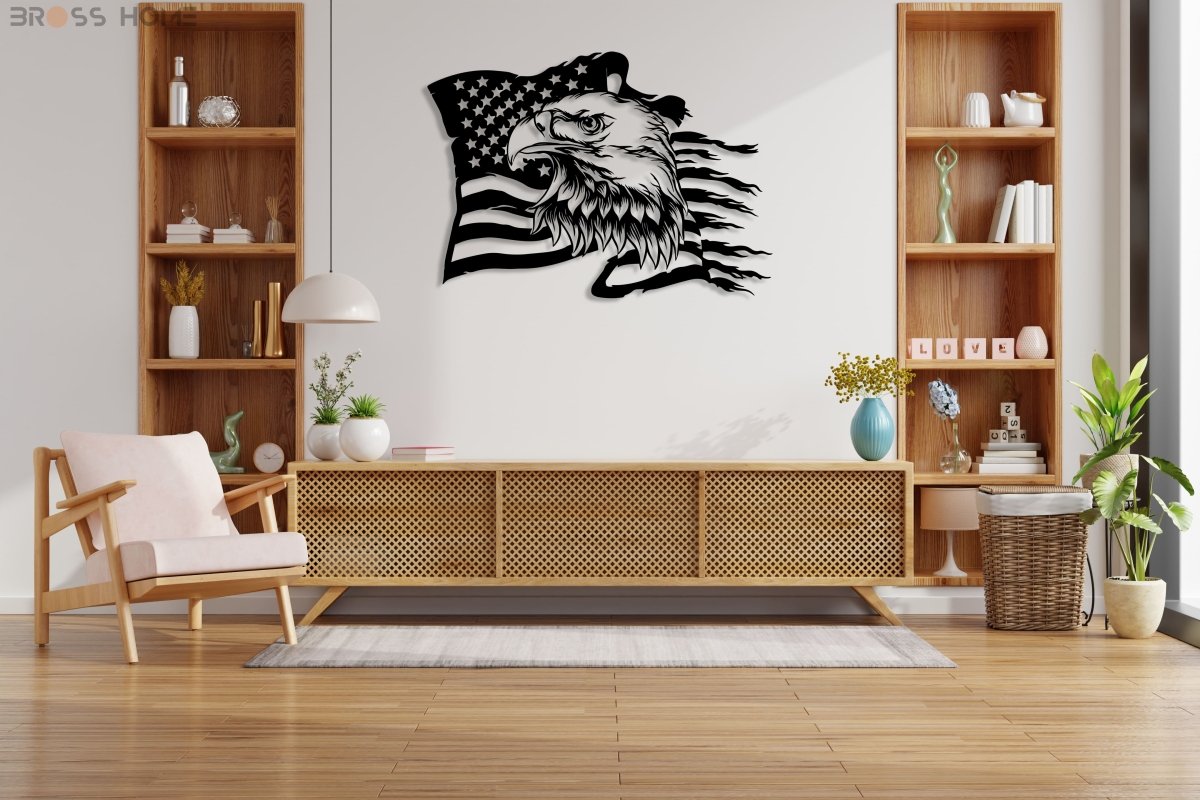 American Eagle Flag Metal Wall Art - BrossHome Metal Wall Art