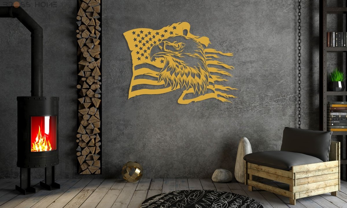 American Eagle Flag Metal Wall Art - BrossHome Metal Wall Art