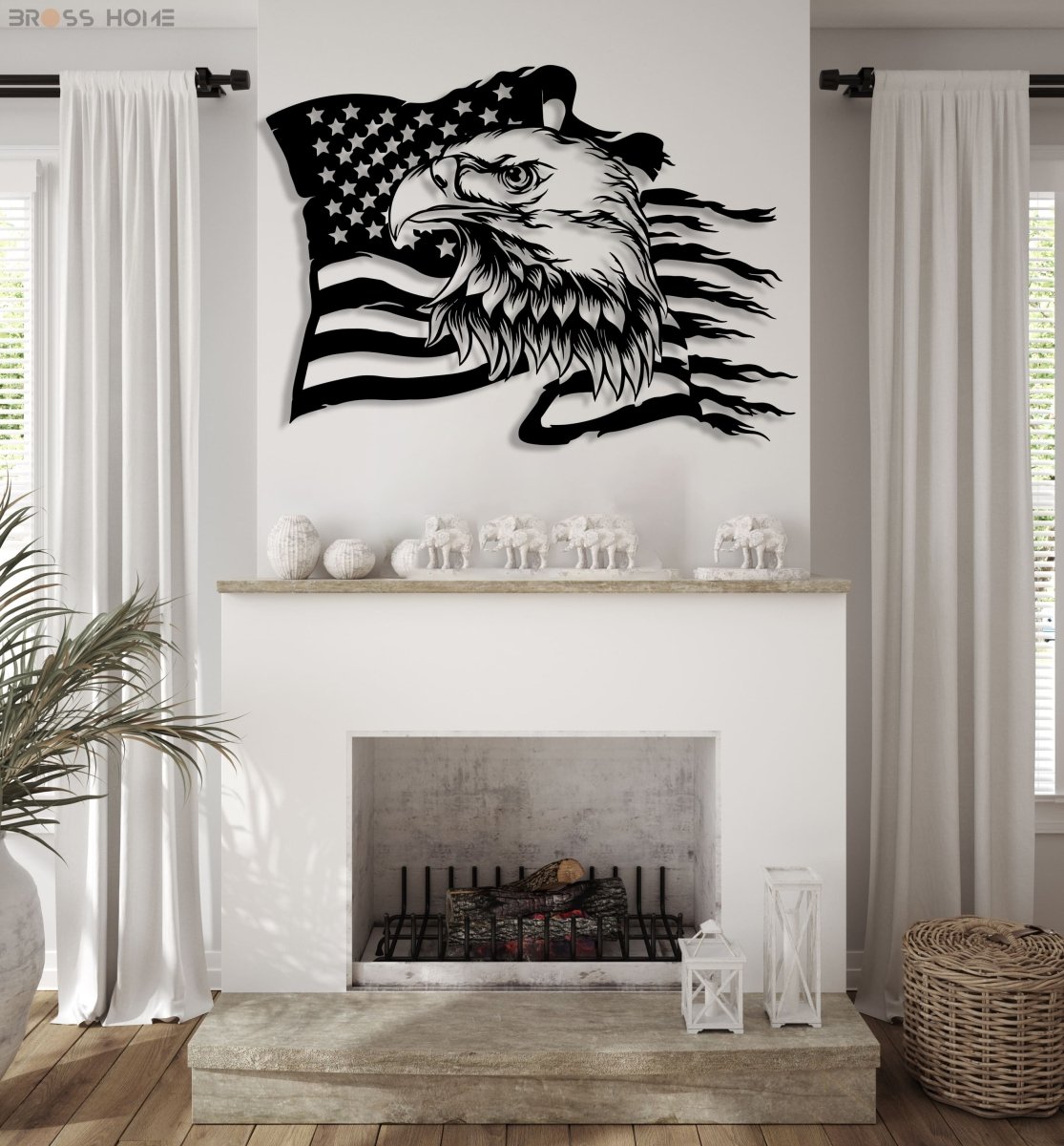 American Eagle Flag Metal Wall Art - BrossHome Metal Wall Art