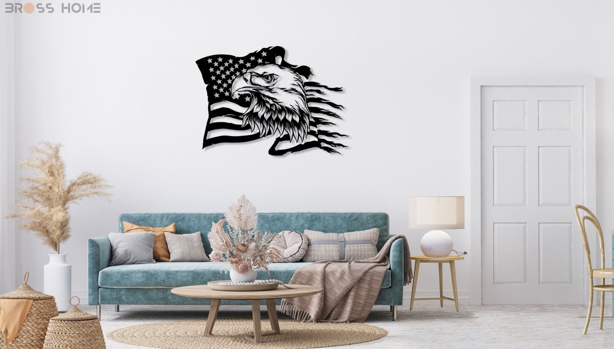 American Eagle Flag Metal Wall Art - BrossHome Metal Wall Art
