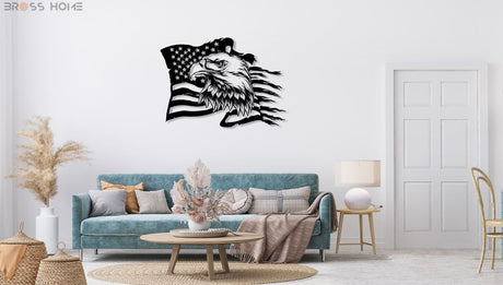 American Eagle Flag Metal Wall Art - BrossHome Metal Wall Art