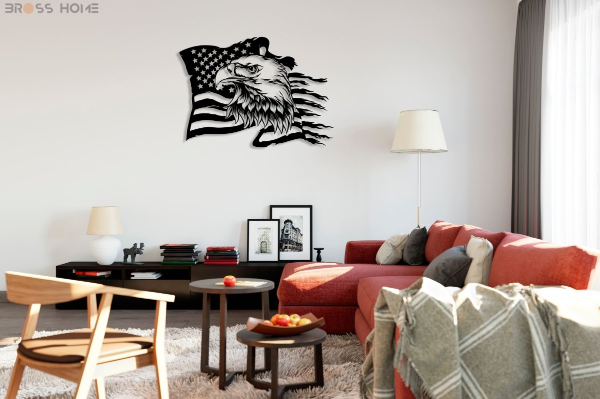 American Eagle Flag Metal Wall Art - BrossHome Metal Wall Art