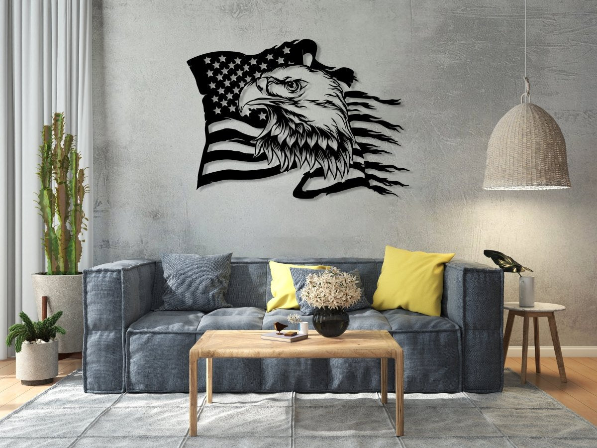 American Eagle Flag Metal Wall Art - BrossHome Metal Wall Art