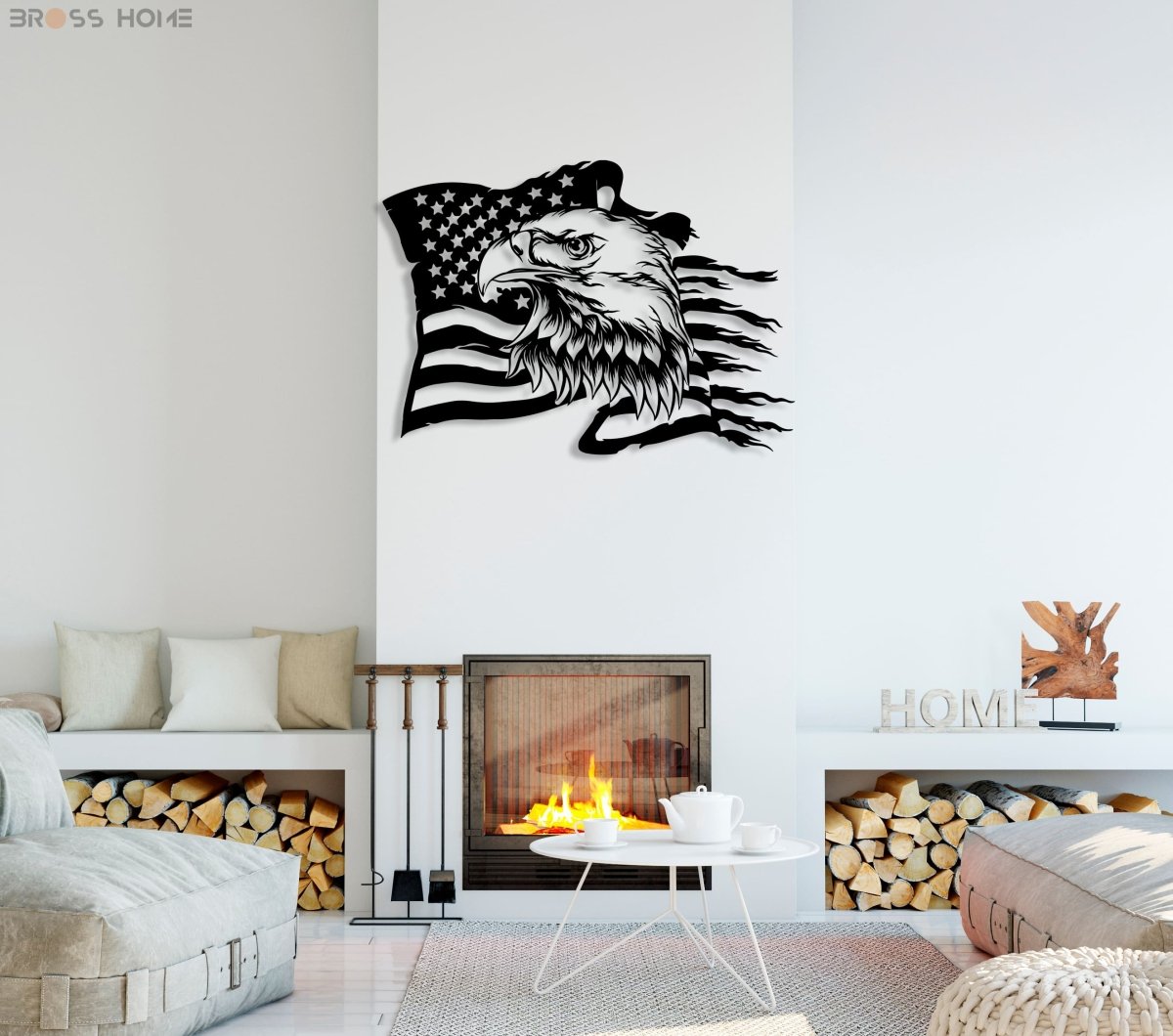 American Eagle Flag Metal Wall Art - BrossHome Metal Wall Art