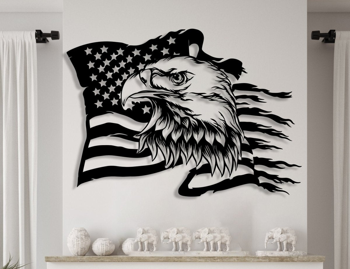 American Eagle Flag Metal Wall Art - BrossHome Metal Wall Art