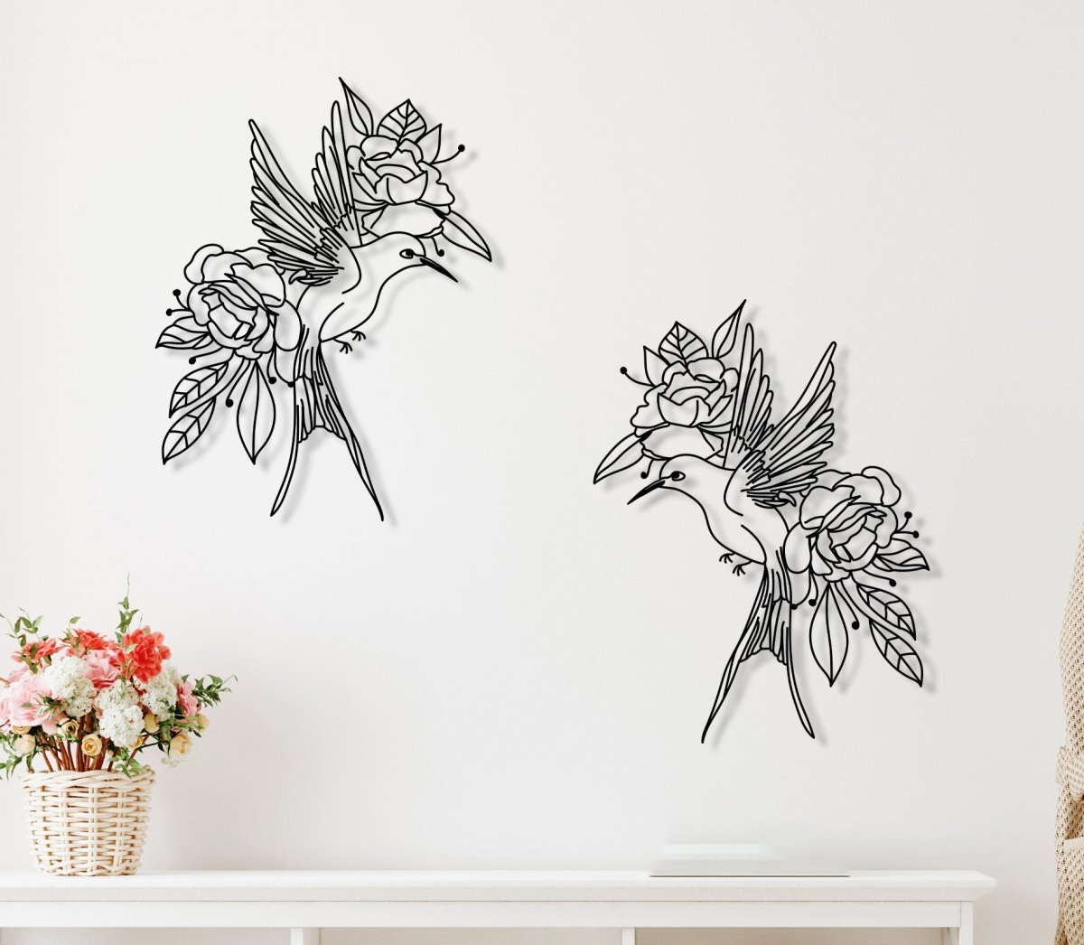 Birds And Flowers Wall Art - BrossHome Metal Wall Art