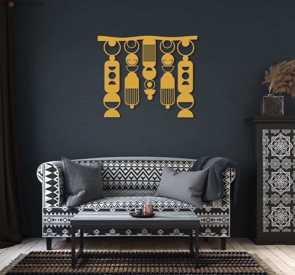 Black Macrame Metal Wall Art - BrossHome Metal Wall Art