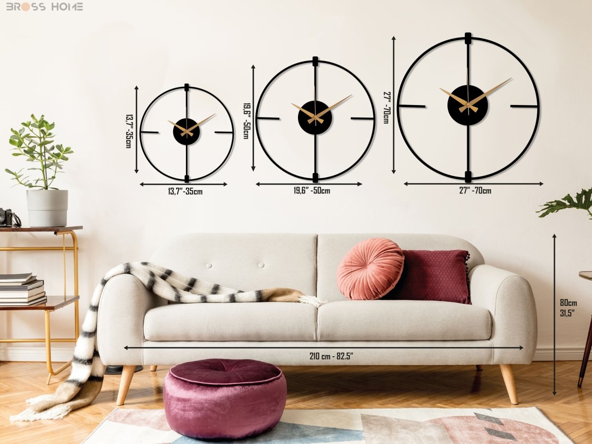 Black Minimalist Clock - BrossHome Metal Wall Art