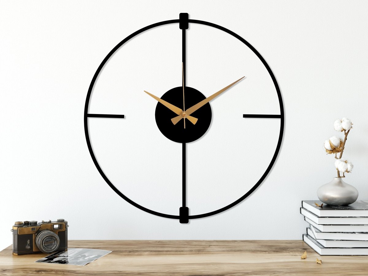Black Minimalist Clock - BrossHome Metal Wall Art