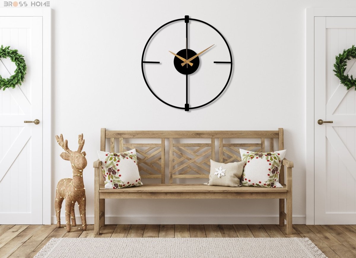 Black Minimalist Clock - BrossHome Metal Wall Art