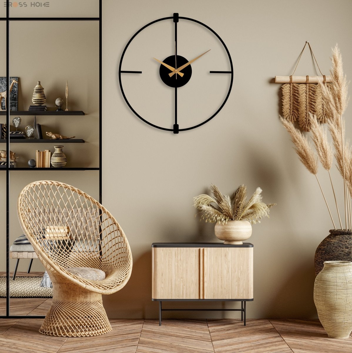 Black Minimalist Clock - BrossHome Metal Wall Art