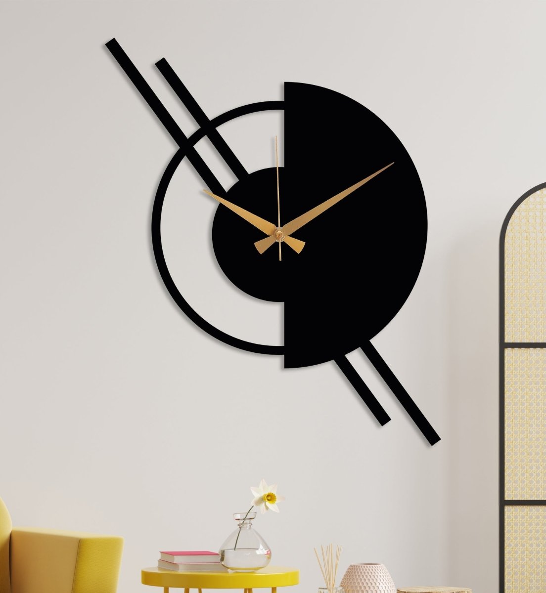 Black Minimalist Wall Clock - BrossHome Metal Wall Art