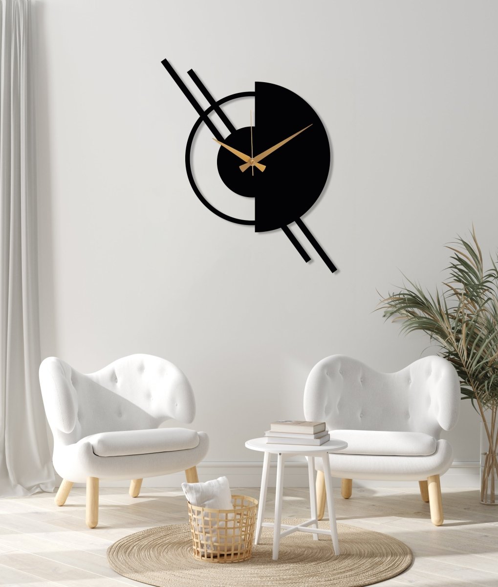 Black Minimalist Wall Clock - BrossHome Metal Wall Art