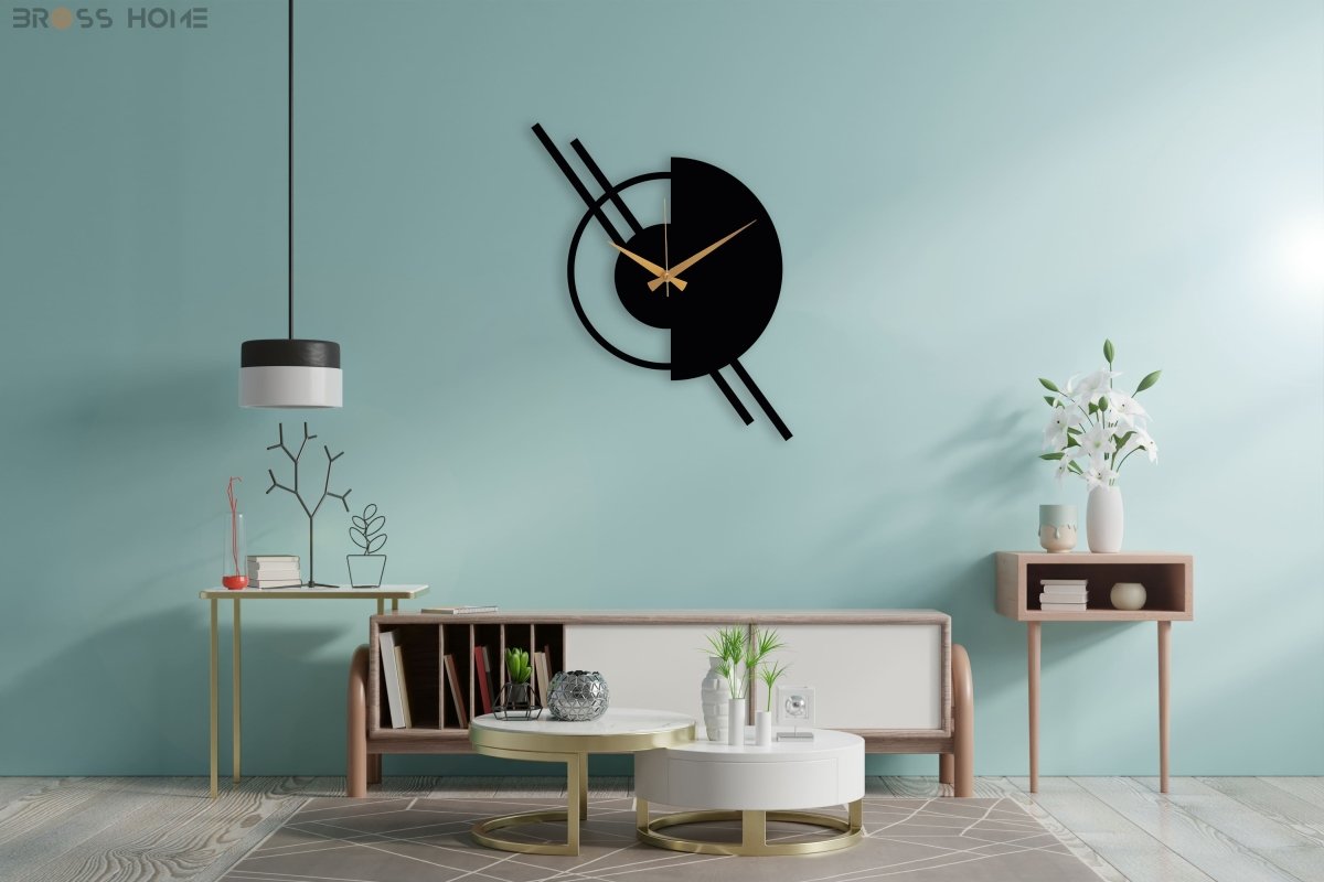 Black Minimalist Wall Clock - BrossHome Metal Wall Art