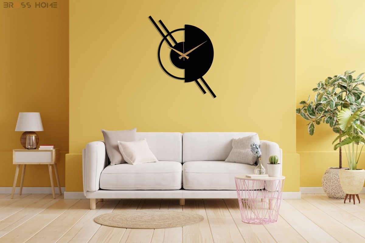 Black Minimalist Wall Clock - BrossHome Metal Wall Art