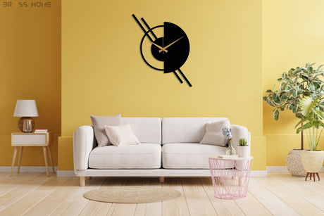 Black Minimalist Wall Clock - BrossHome Metal Wall Art