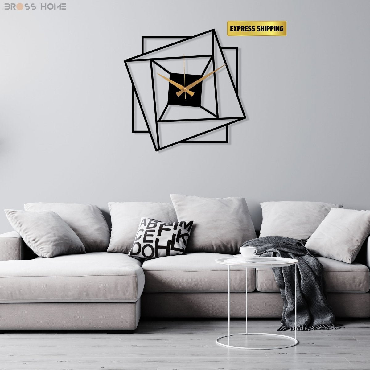 Black Minimalist Wall Clock Art - BrossHome Metal Wall Art