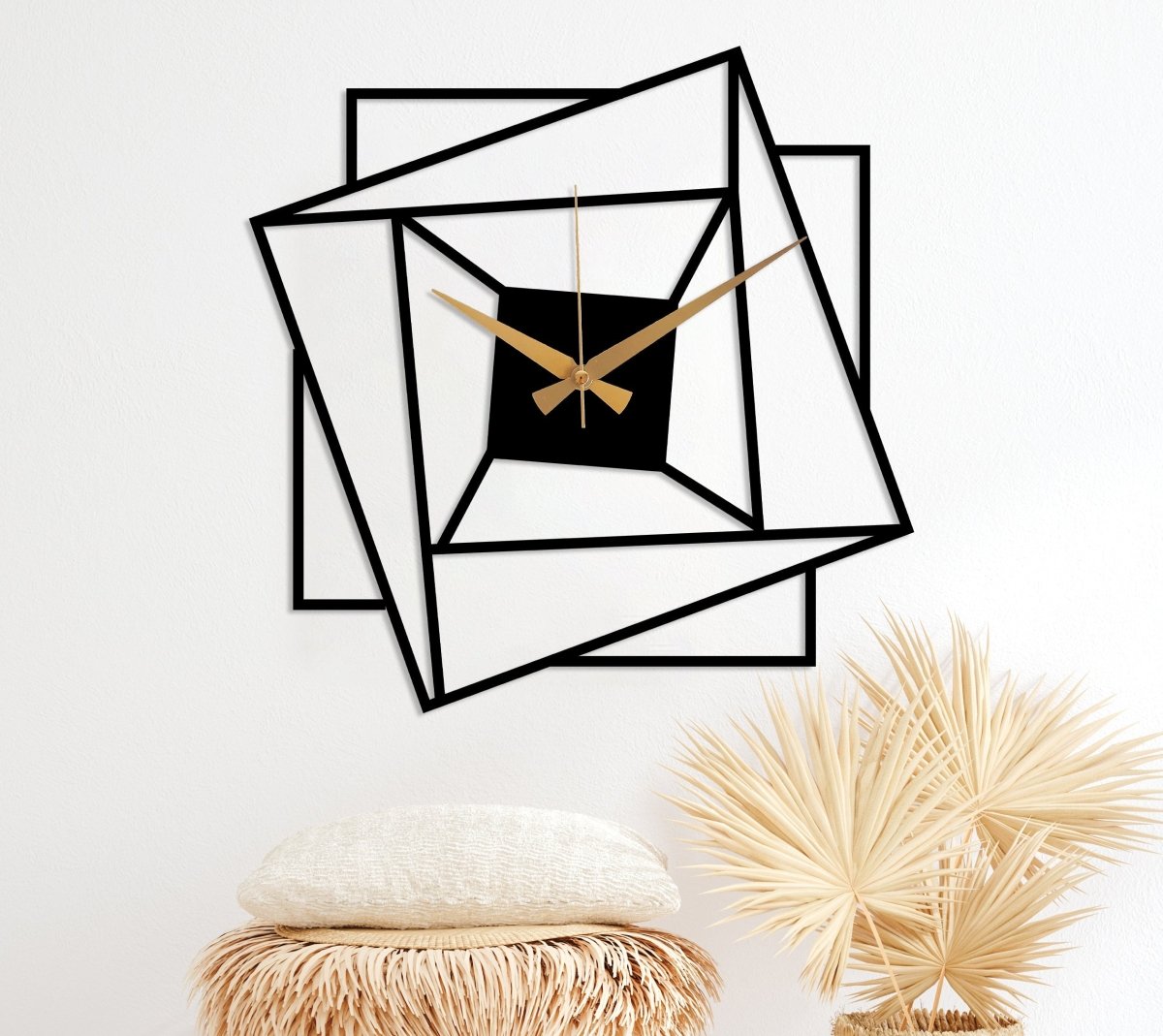 Black Minimalist Wall Clock Art - BrossHome Metal Wall Art