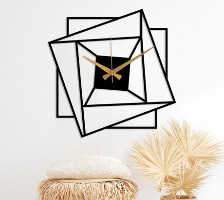 Black Minimalist Wall Clock Art - BrossHome Metal Wall Art