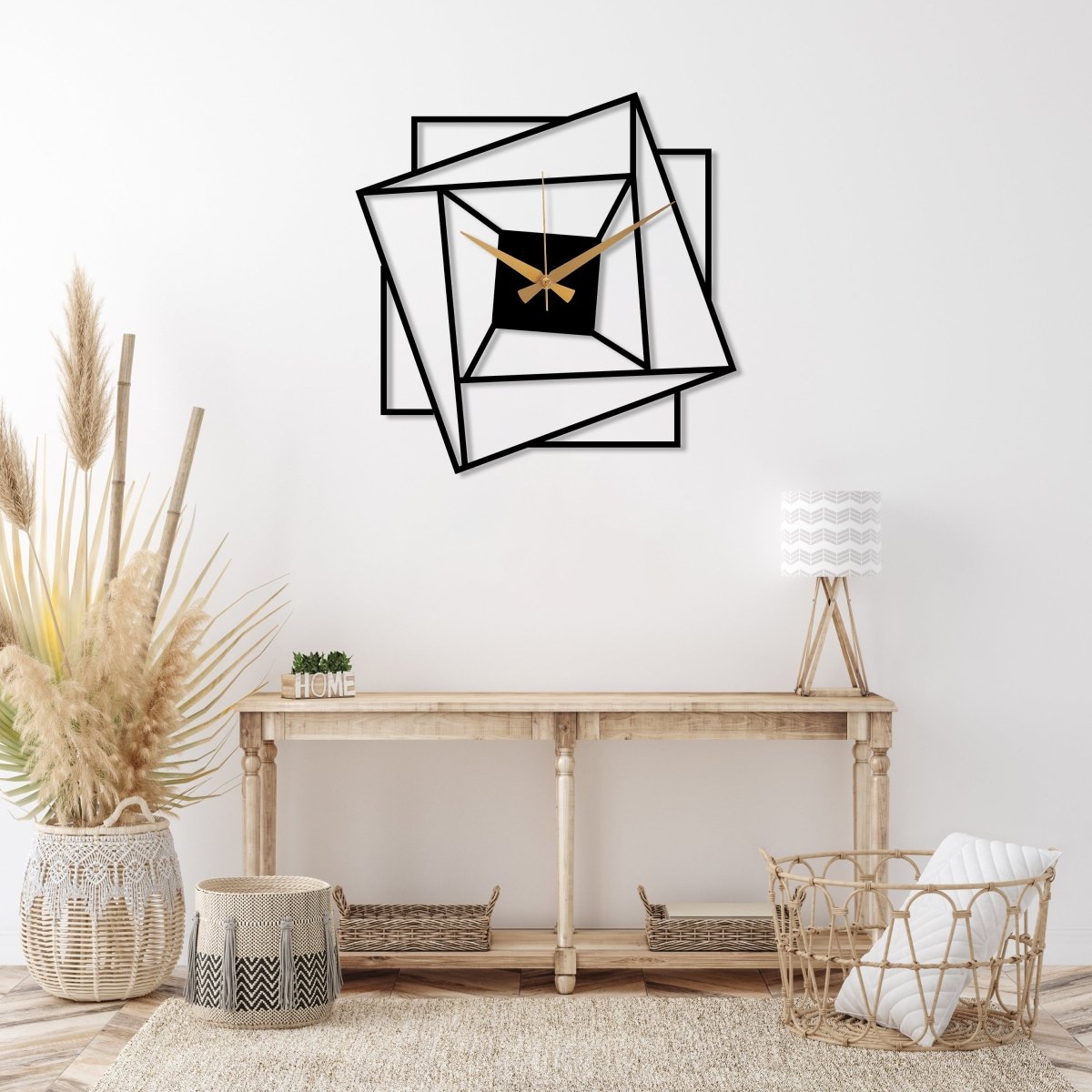 Black Minimalist Wall Clock Art - BrossHome Metal Wall Art