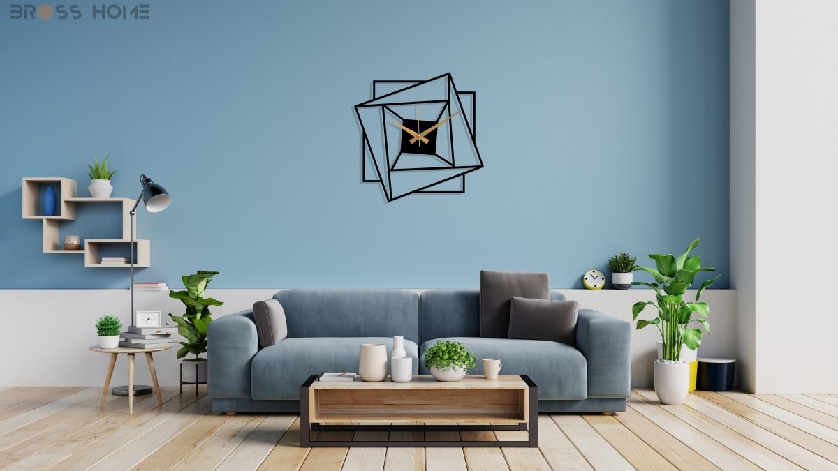 Black Minimalist Wall Clock Art - BrossHome Metal Wall Art