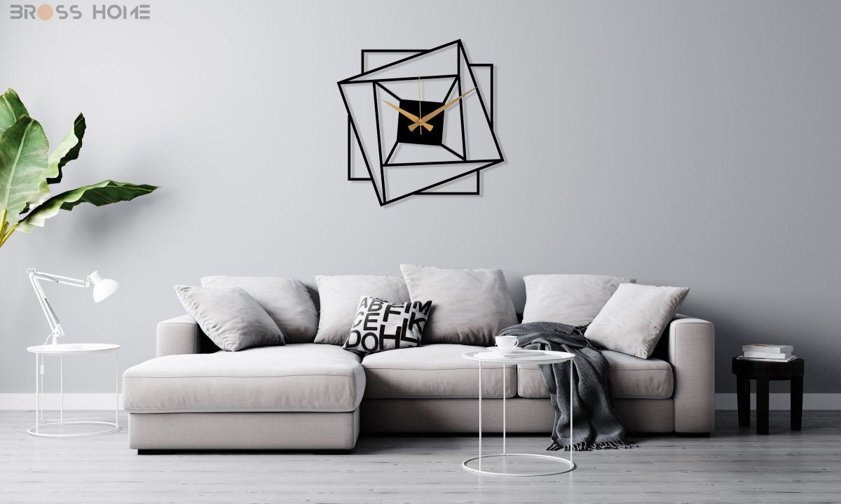 Black Minimalist Wall Clock Art - BrossHome Metal Wall Art