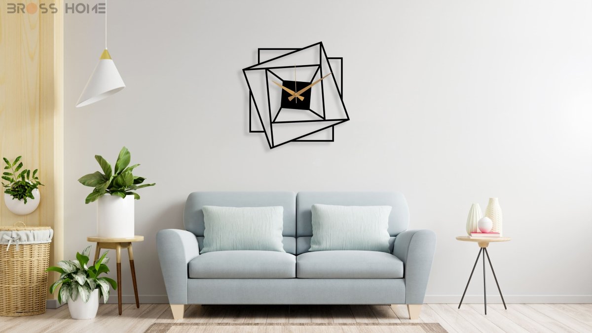 Black Minimalist Wall Clock Art - BrossHome Metal Wall Art