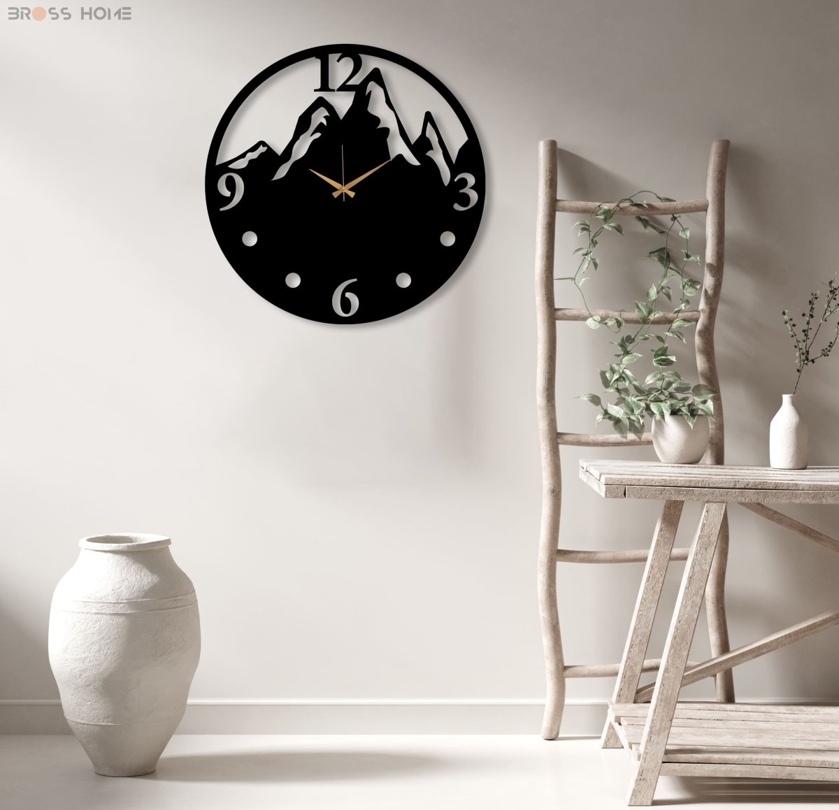 Black Mountain View Large Wall Clock - BrossHome Metal Wall Art