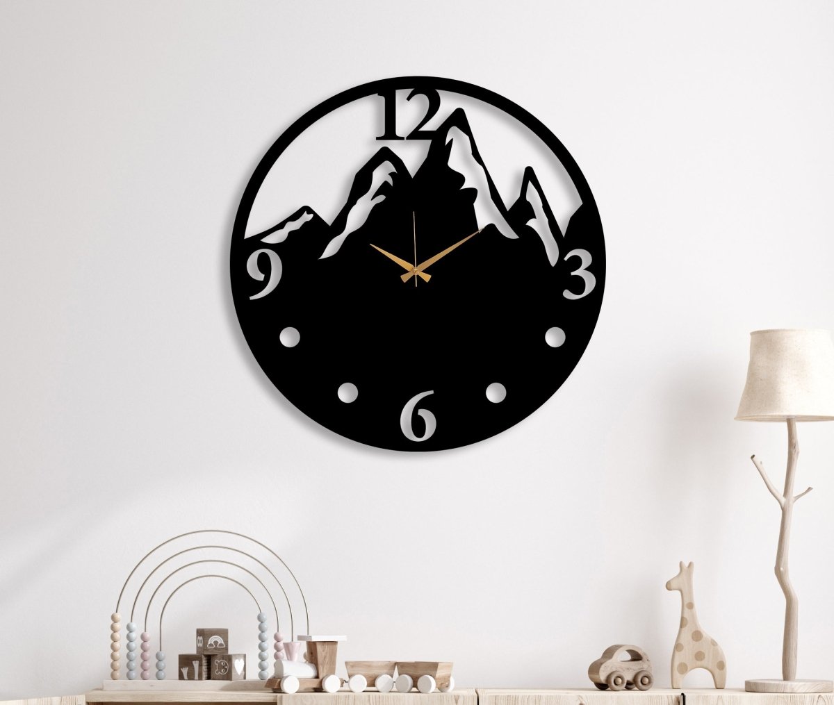 Black Mountain View Large Wall Clock - BrossHome Metal Wall Art