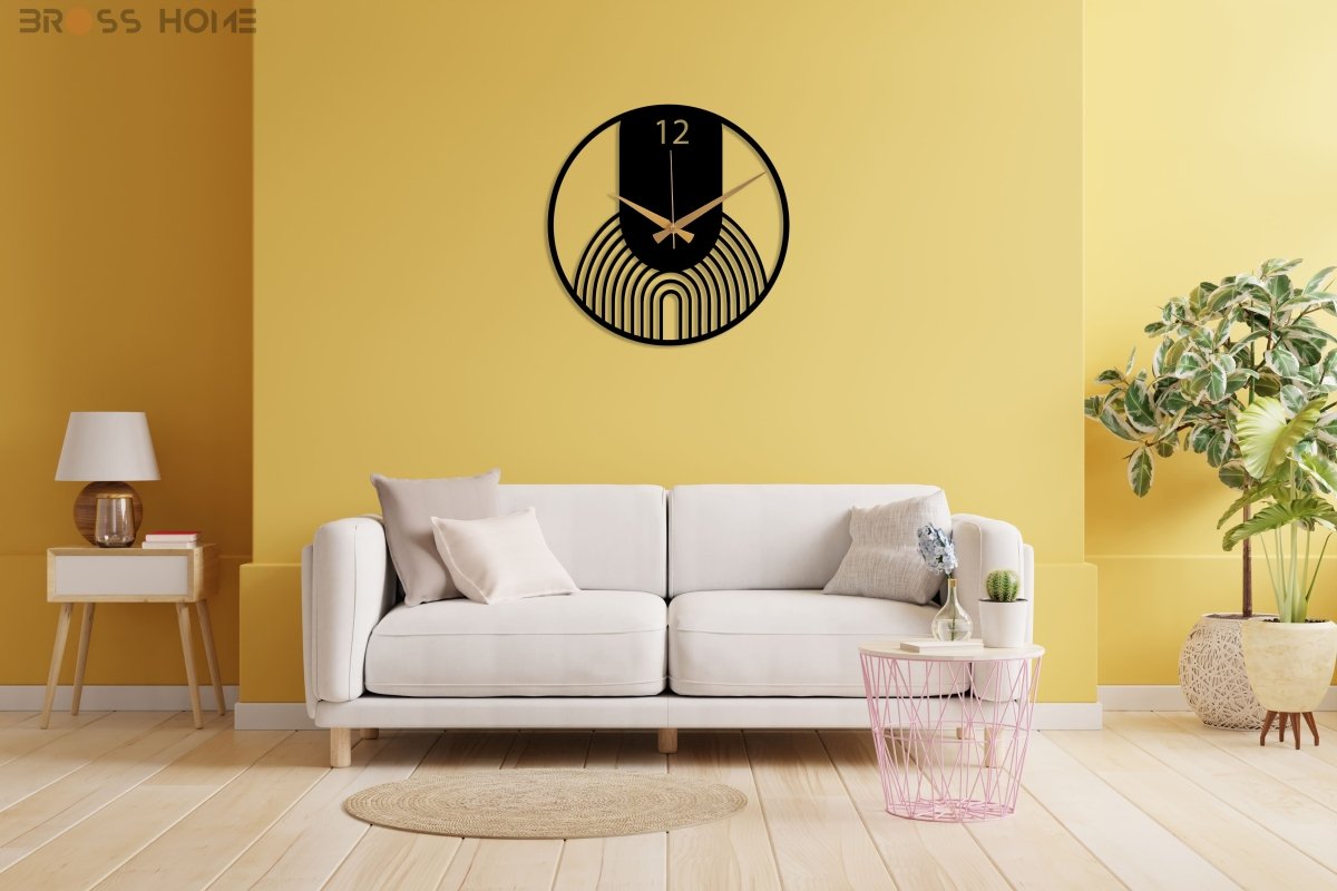 Contemporary Large Wall Clock - BrossHome Metal Wall Art