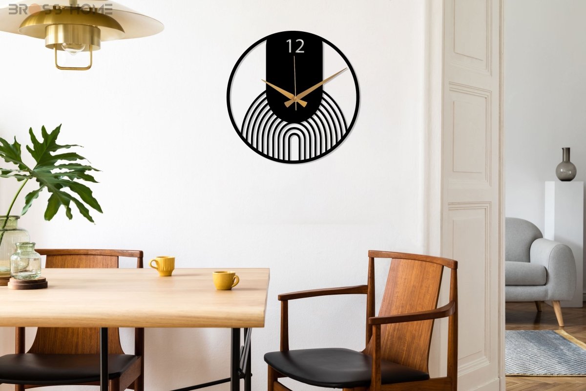 Contemporary Large Wall Clock - BrossHome Metal Wall Art