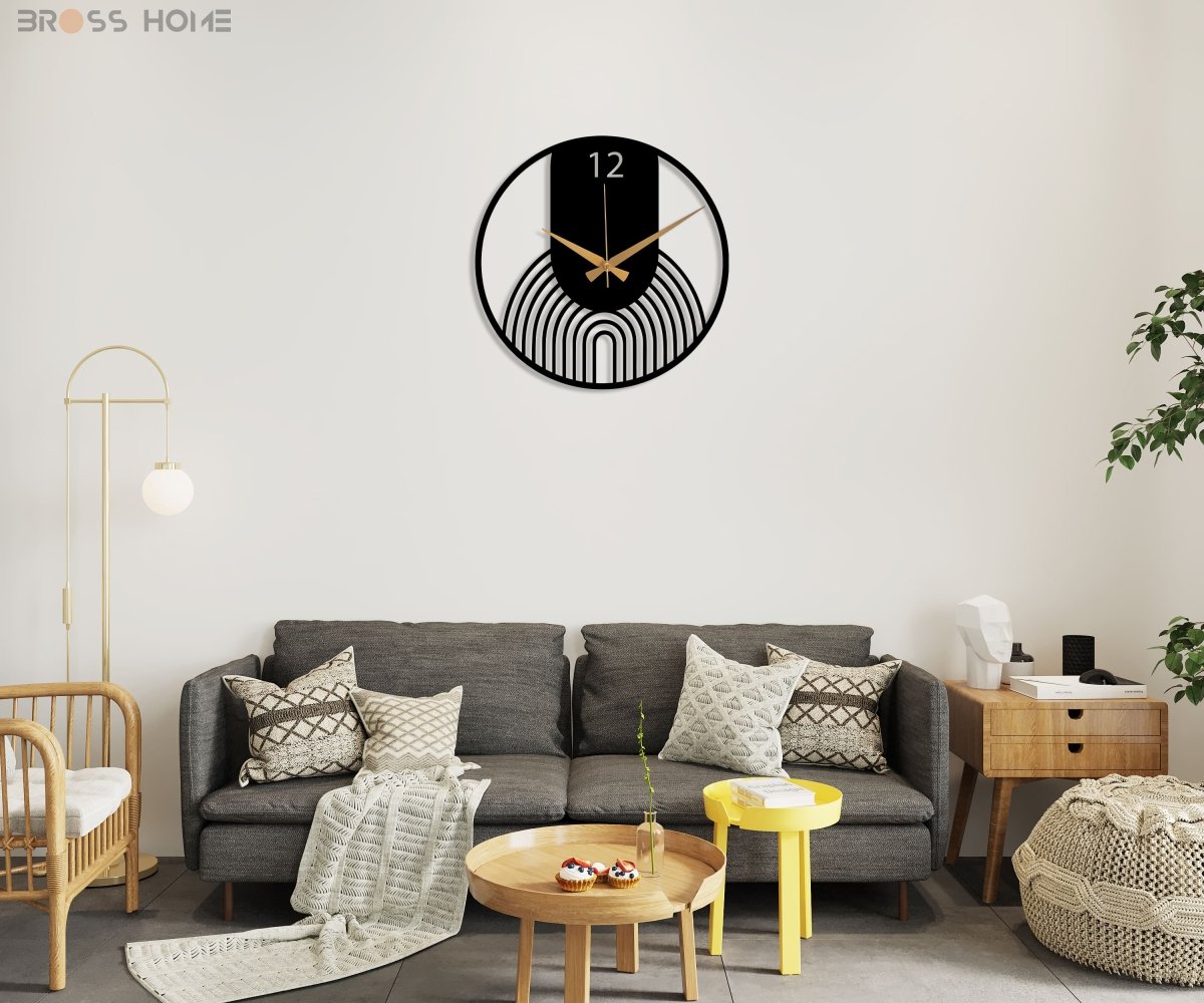 Contemporary Large Wall Clock - BrossHome Metal Wall Art