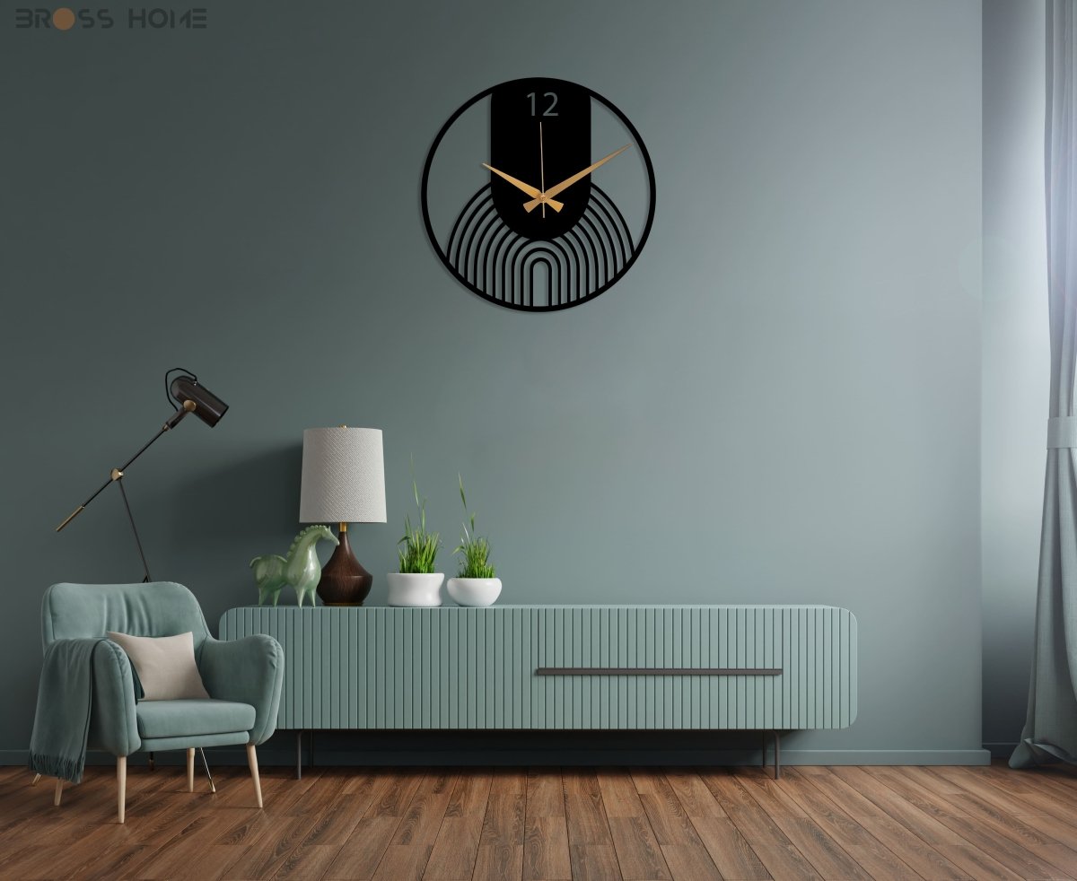 Contemporary Large Wall Clock - BrossHome Metal Wall Art