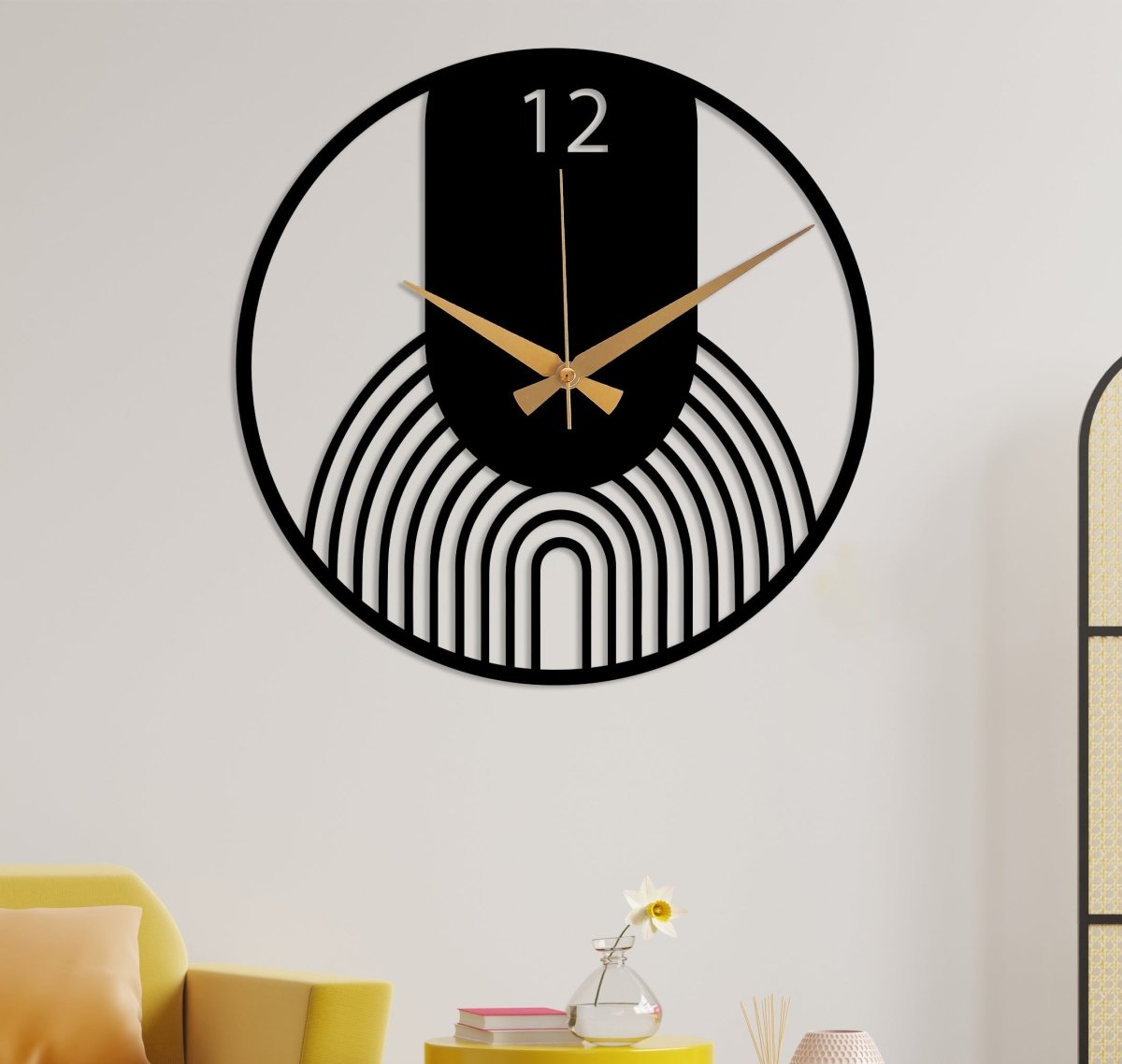 Contemporary Large Wall Clock - BrossHome Metal Wall Art
