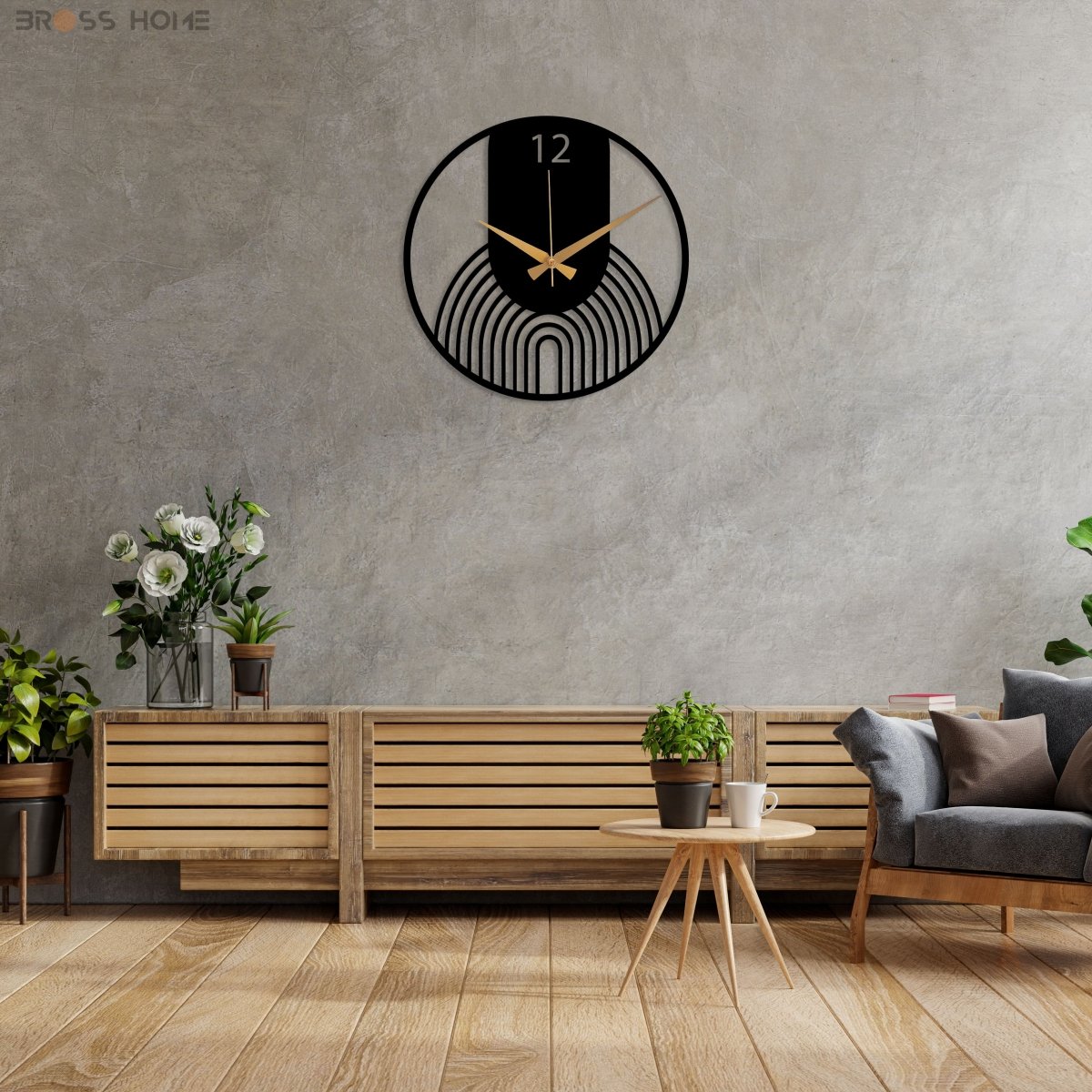 Contemporary Large Wall Clock - BrossHome Metal Wall Art