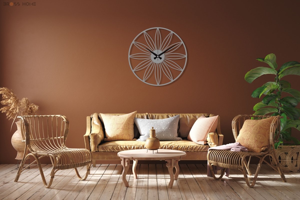 Daisy Metal Wall Clock - BrossHome Metal Wall Art